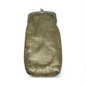 Whiting & Davis Vtg 1940s Gold Mesh Finger Purse Clutch Coin Holder Kisslock US